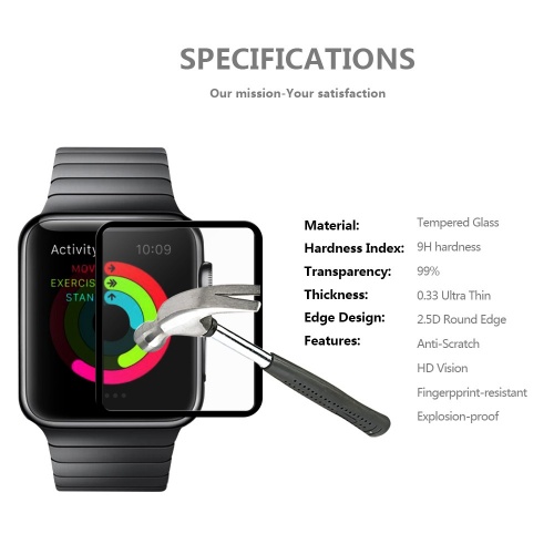 Kính cường lực Apple Watch 9H 2.5D Silk In Black